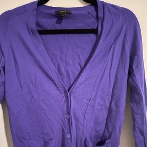 J Crew Purple fitted cardigan